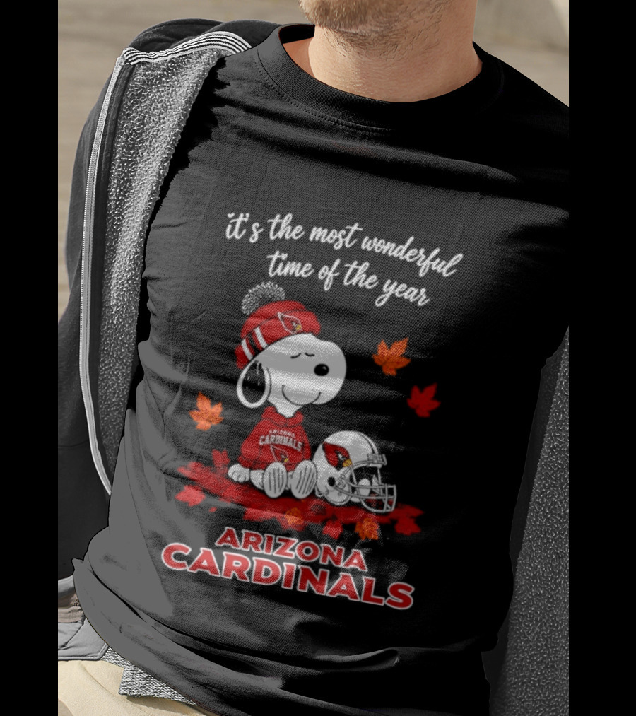 Arizona Cardinals Snoopy Fall Halloween It's The Most Wonderful Time Of The Year 2026 T-Shirt