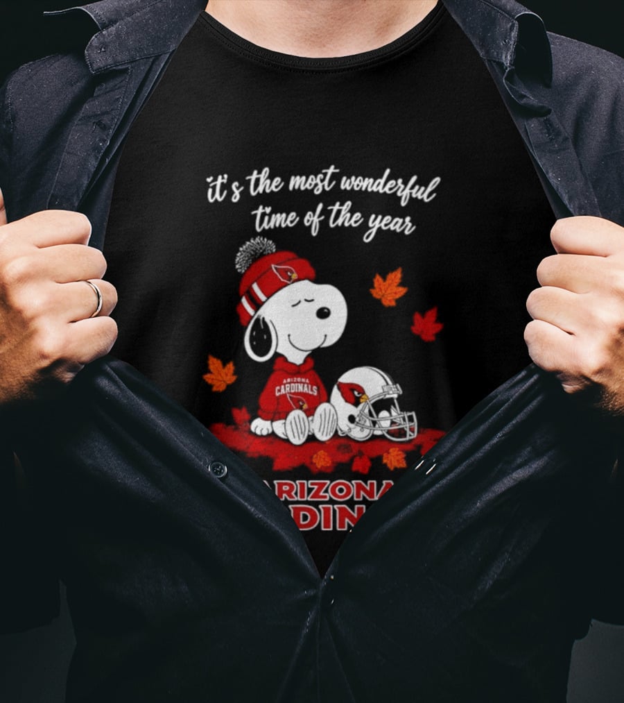 Arizona Cardinals Snoopy Fall Halloween It's The Most Wonderful Time Of The Year 2026 T-Shirt