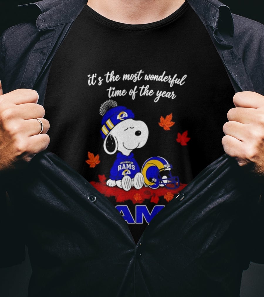 Los Angeles Rams Snoopy Fall Halloween It's The Most Wonderful Time Of The Year 2026 T-Shirt