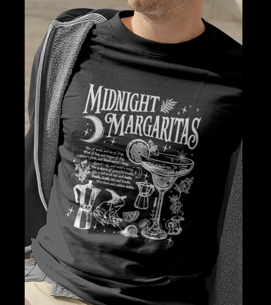 Midnight Margaritas Recipe Magic Mix With Moon And Lime T-Shirt