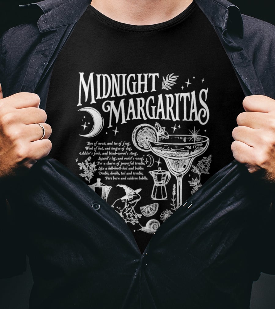 Midnight Margaritas Recipe Magic Mix With Moon And Lime T-Shirt