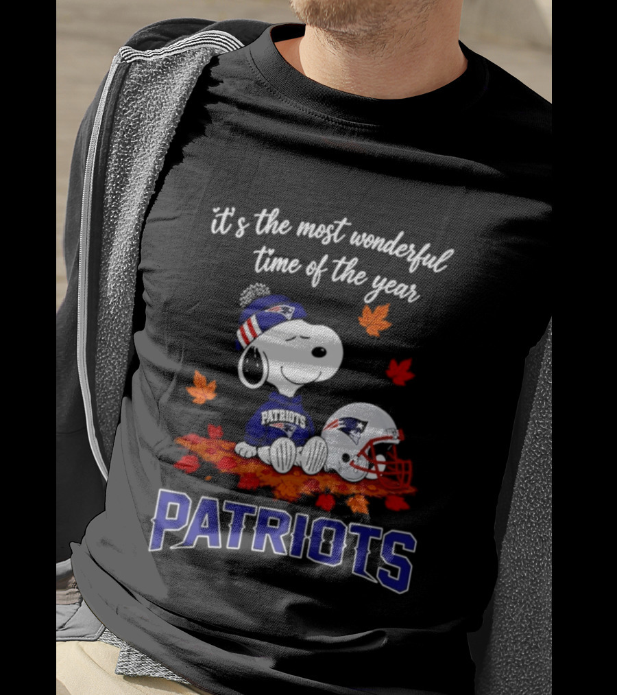 New England Patriots Snoopy Fall Halloween 2026 Most Wonderful Time Of The Year T-Shirt