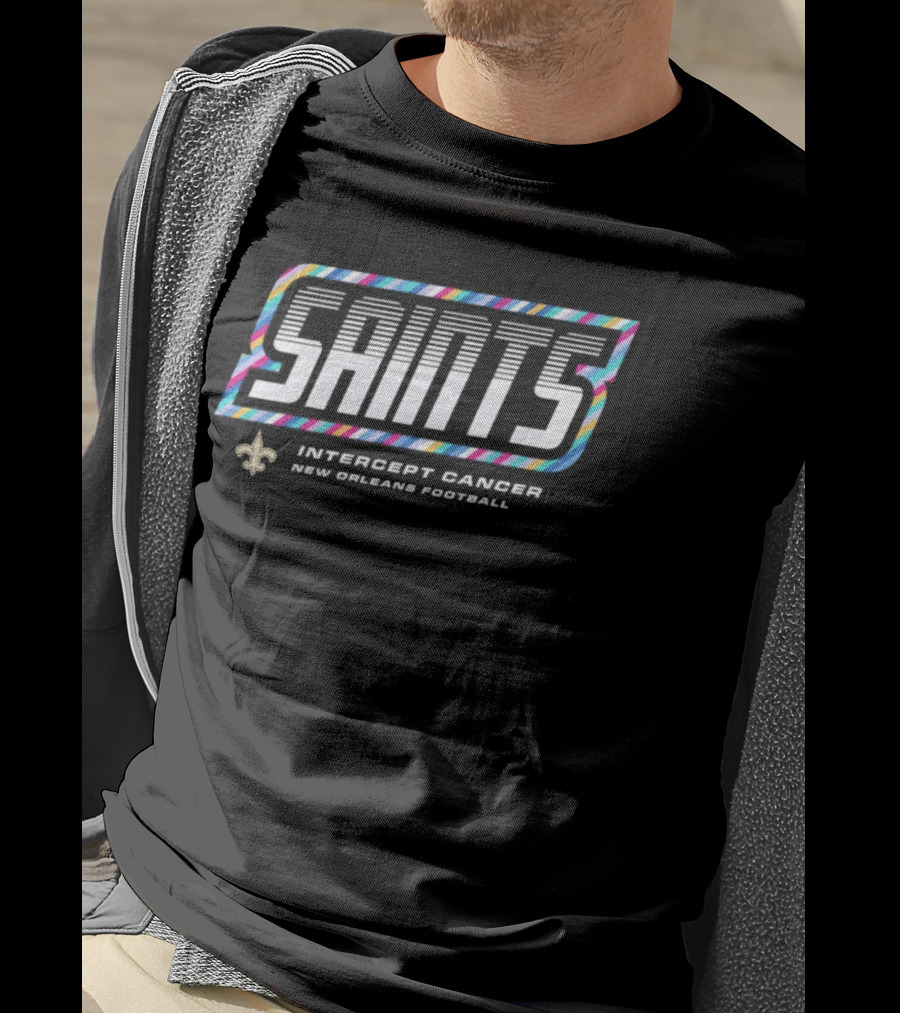 New Orleans Saints Intercept Cancer New Orleans Football 2026 Crucial Catch T-Shirt