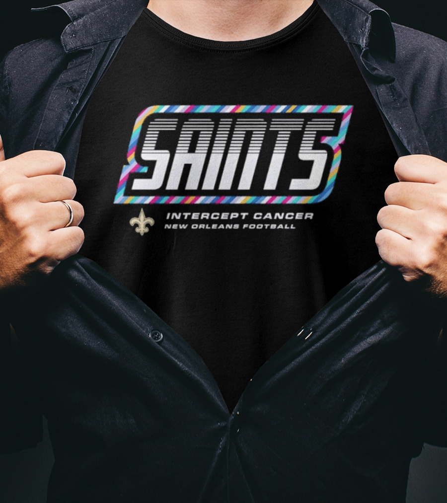 New Orleans Saints Intercept Cancer New Orleans Football 2026 Crucial Catch T-Shirt