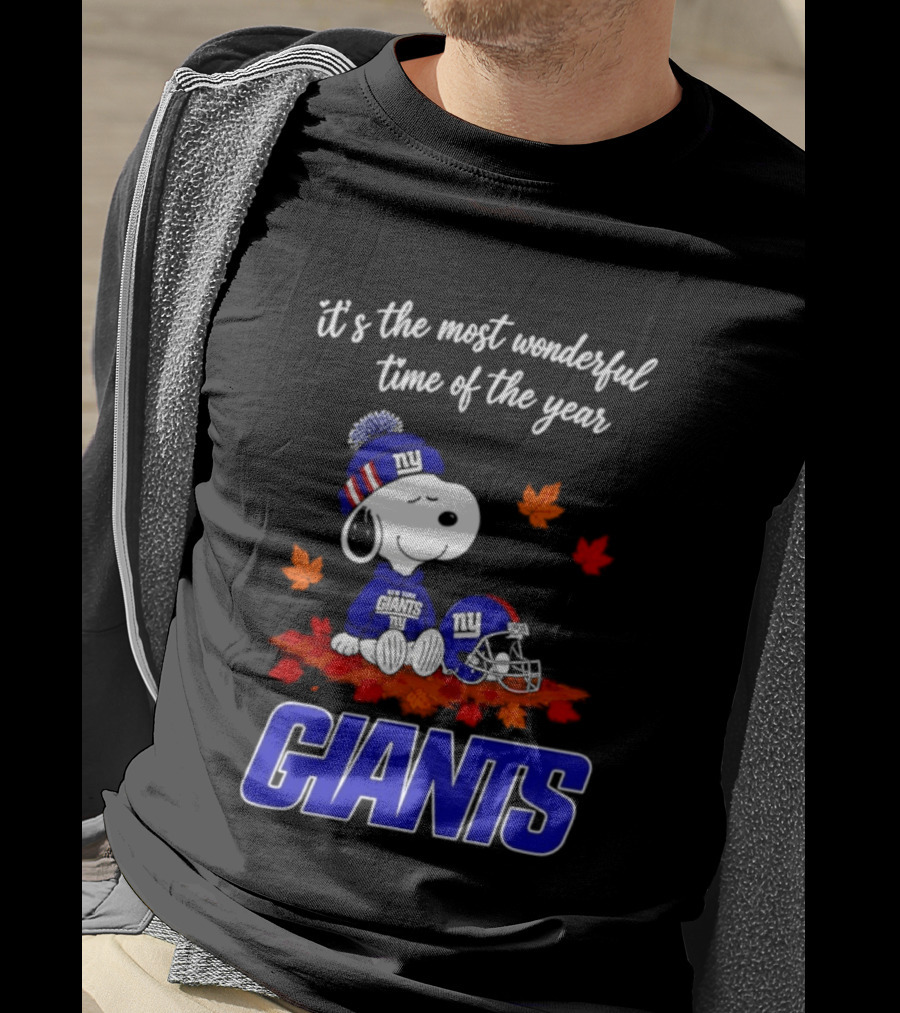 New York Giants Snoopy Fall Halloween 2026 Most Wonderful Time Of The Year T-Shirt