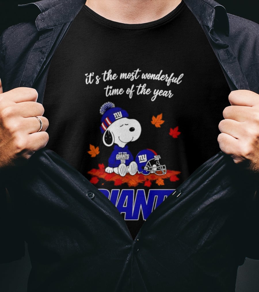 New York Giants Snoopy Fall Halloween 2026 Most Wonderful Time Of The Year T-Shirt