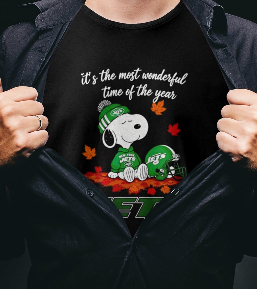 New York Jets Snoopy Fall Halloween 2026 Most Wonderful Time Of The Year T-Shirt