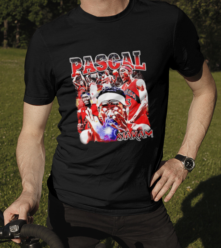 Pascal Siakam Toronto Raptors Thunder Eyes Basketball Player Action Collage T-Shirt