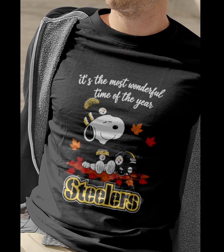 Pittsburgh Steelers Snoopy Fall Halloween 2026 It's The Most Wonderful Time Of The Year T-Shirt