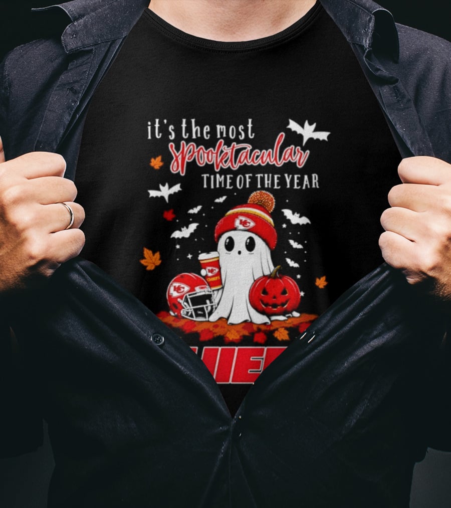 Kansas City Chiefs Halloween Ghost It's The Most Spooktacular Time Of The Year 2026 T-Shirt