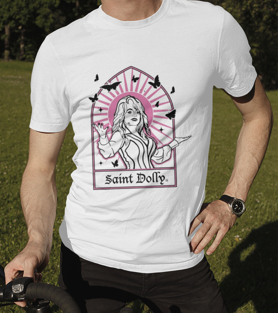 Saint Dolly Pink Sunburst With Butterflies T-Shirt