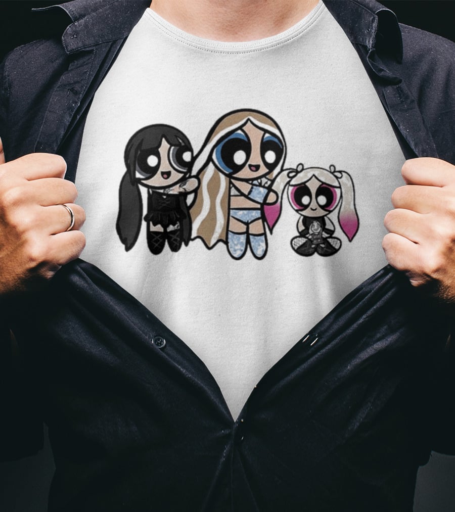 Powerpuff Charlexley Trio In Unique Cartoon T-Shirt