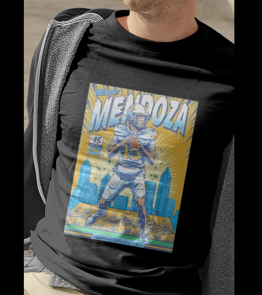 Alberto Mendoza Georgia Tech Football No 15 Yellow Jackets T-Shirt