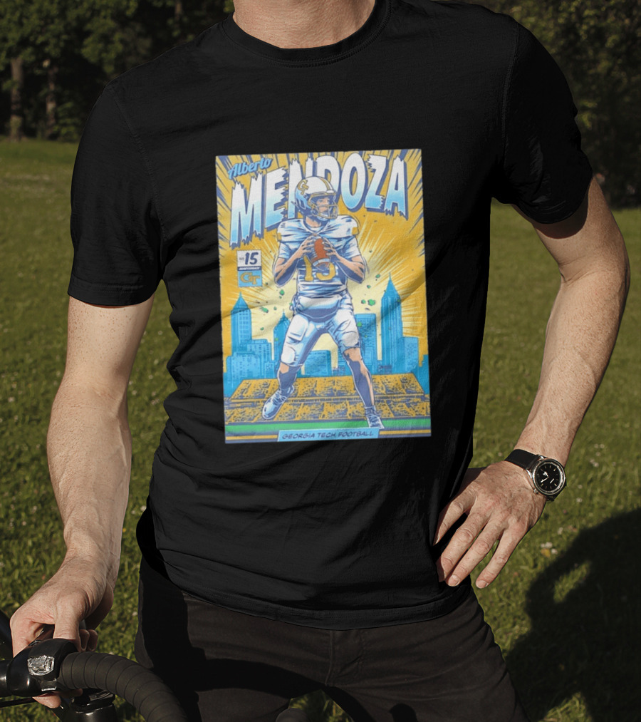 Alberto Mendoza Georgia Tech Football No 15 Yellow Jackets T-Shirt