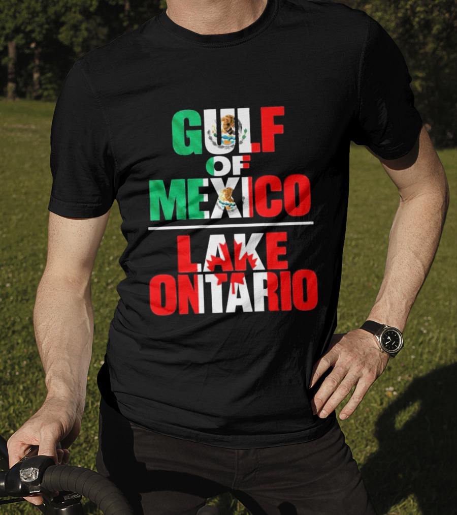 Gulf Of Mexico Lake Ontario Mexican Flag Canadian Maple Leaf Fusion T-Shirt