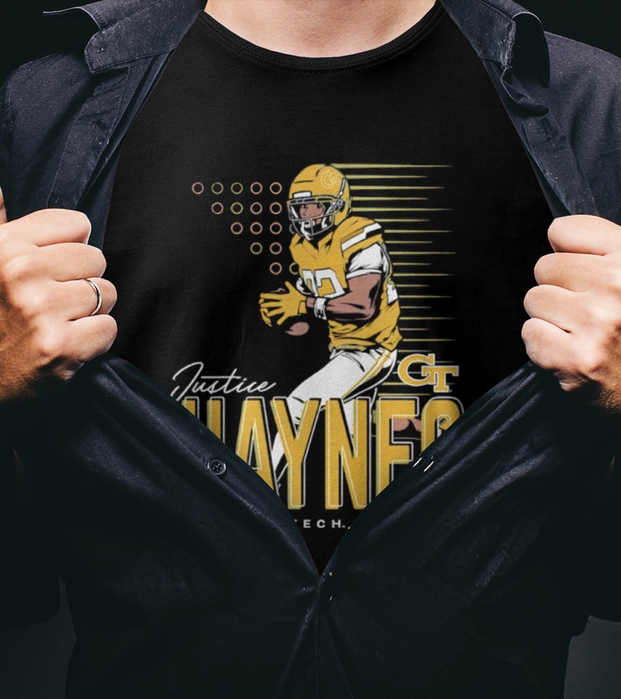 Justice Haynes Georgia Tech Yellow Jackets Football GT T-Shirt