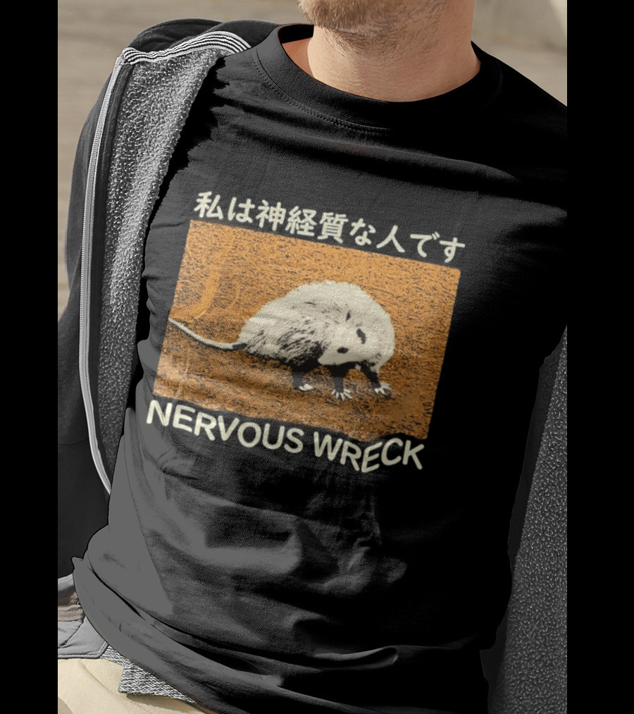 Opossum Nervous Wreck Vintage Style Wildlife Humor T-Shirt