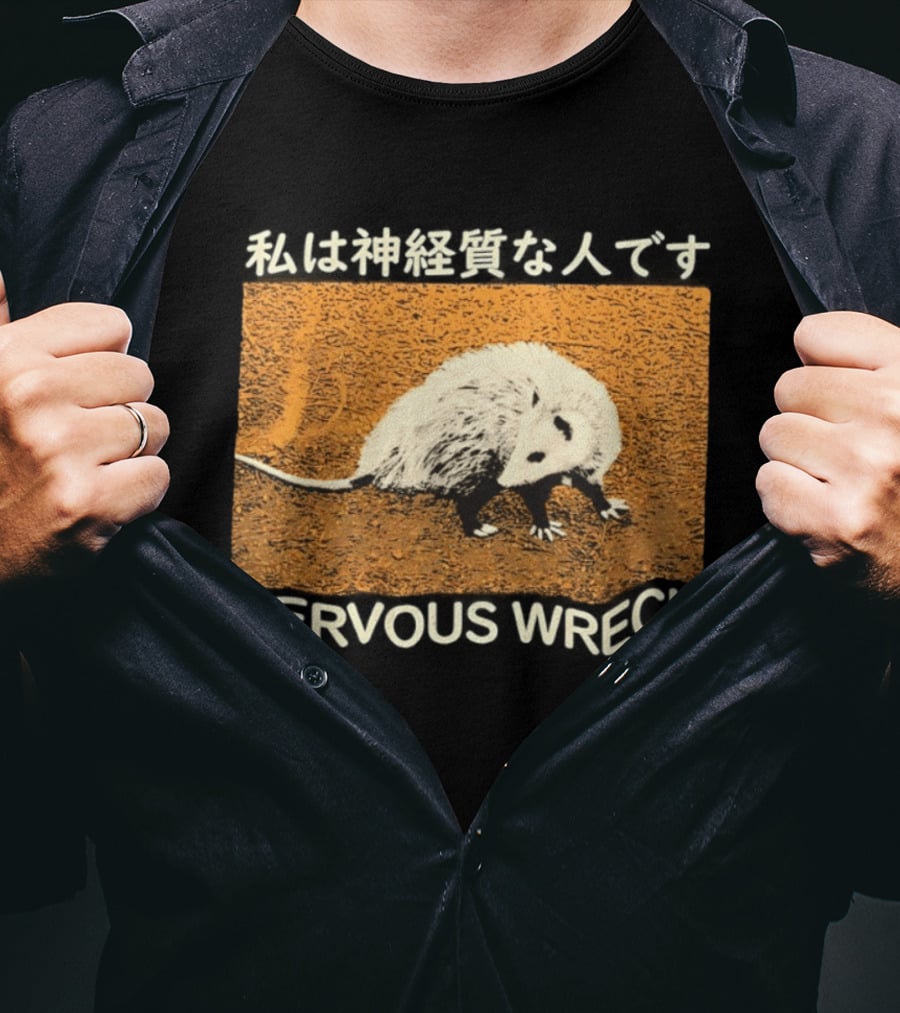 Opossum Nervous Wreck Vintage Style Wildlife Humor T-Shirt