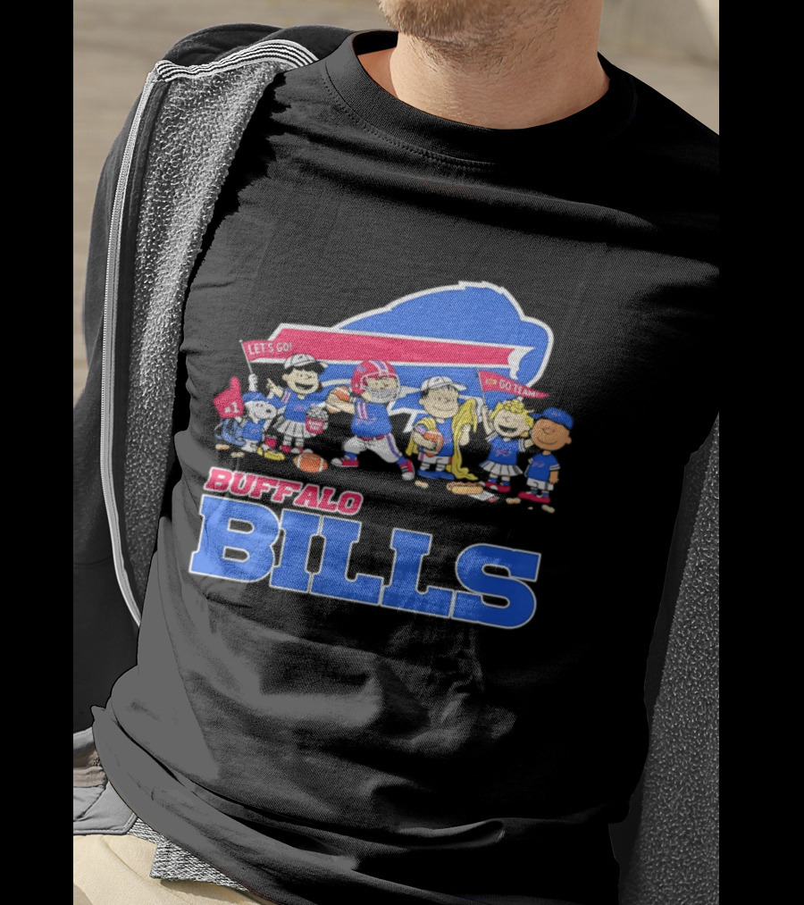 Peanuts Characters Supporting Buffalo Bills Team Fan Gear T-Shirt