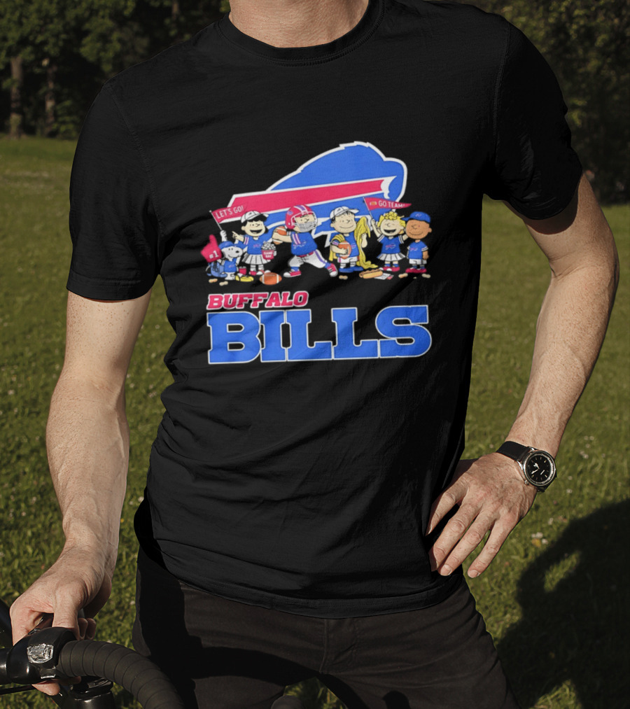 Peanuts Characters Supporting Buffalo Bills Team Fan Gear T-Shirt