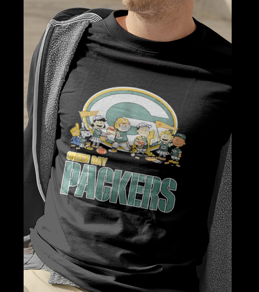 Peanuts Characters Celebrating Green Bay Packers Let's Go Go Team T-Shirt