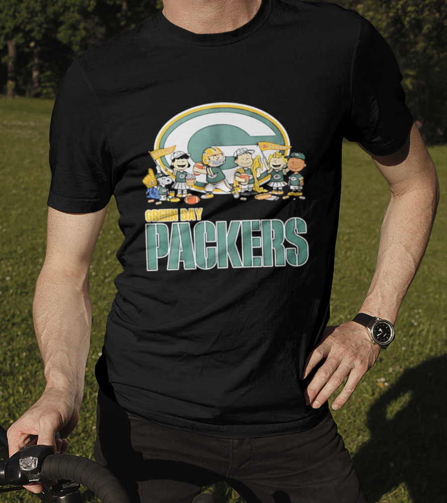 Peanuts Characters Celebrating Green Bay Packers Let's Go Go Team T-Shirt