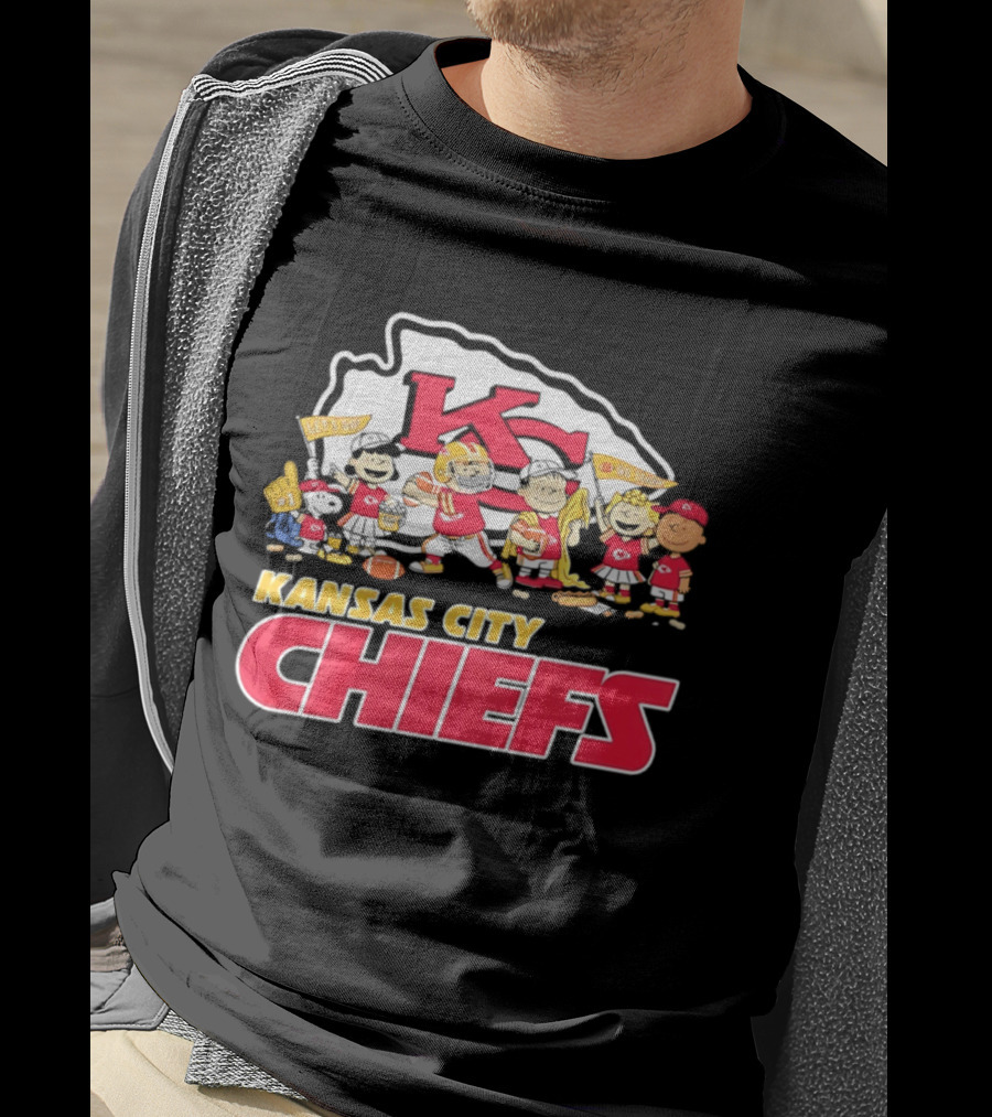 Kansas City Chiefs Peanuts Characters Go Team Let's Go T-Shirt