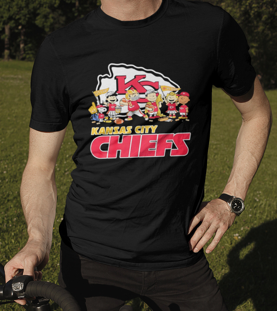 Kansas City Chiefs Peanuts Characters Go Team Let's Go T-Shirt