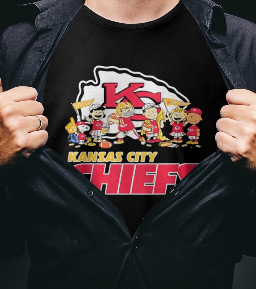 Kansas City Chiefs Peanuts Characters Go Team Let's Go T-Shirt
