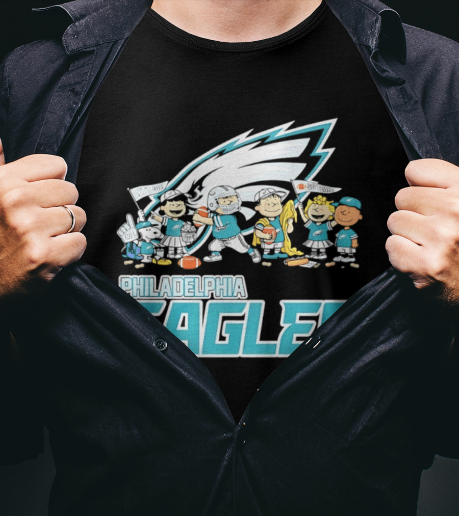Peanuts Philadelphia Eagles Characters NFL Collaboration T-Shirt