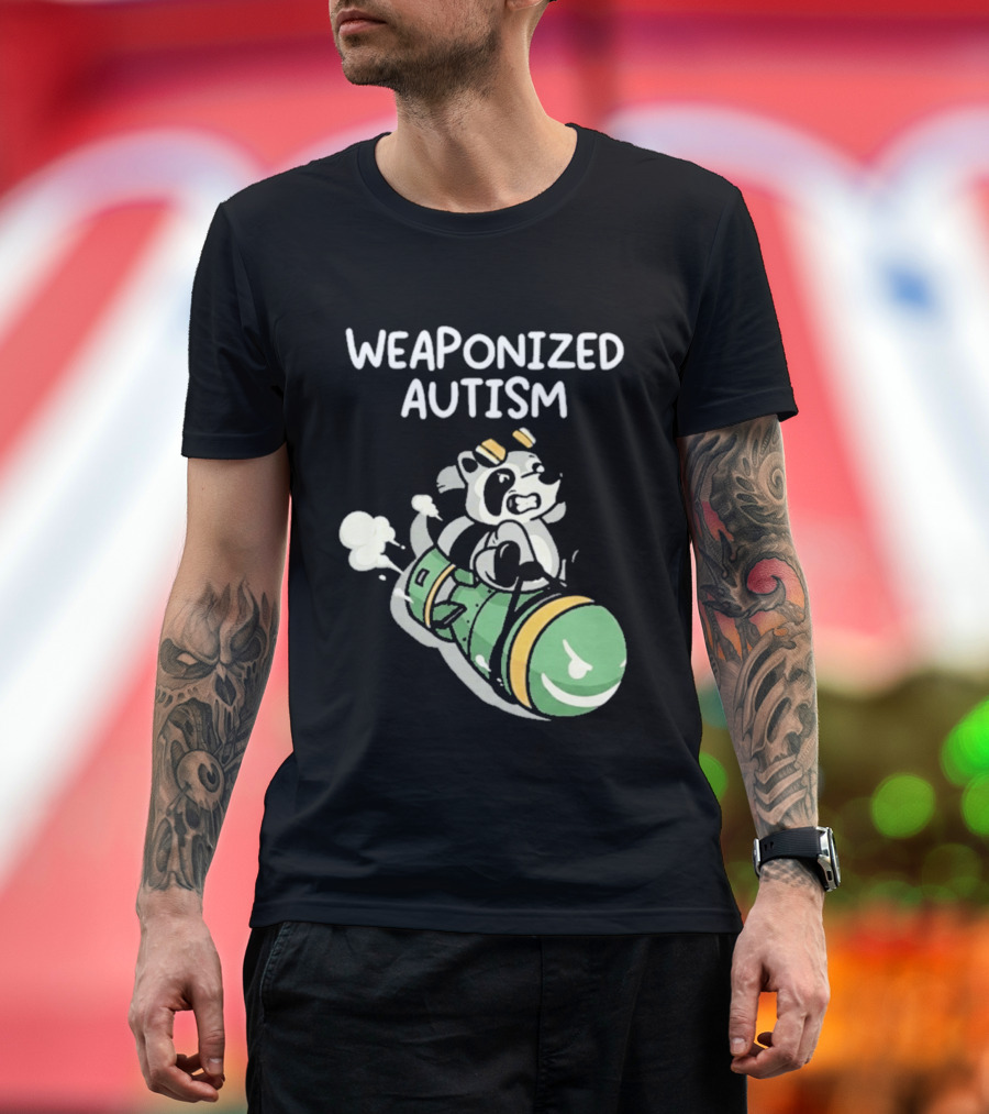 Weaponized Autism Raccoon Riding Missile T-Shirt