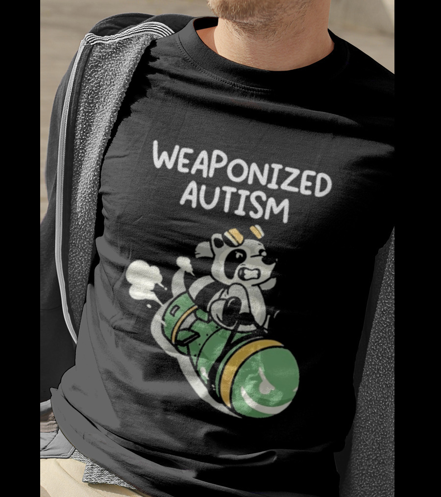 Weaponized Autism Raccoon Riding Missile T-Shirt