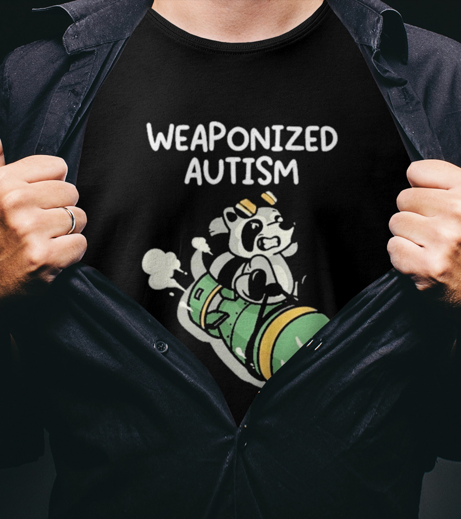 Weaponized Autism Raccoon Riding Missile T-Shirt