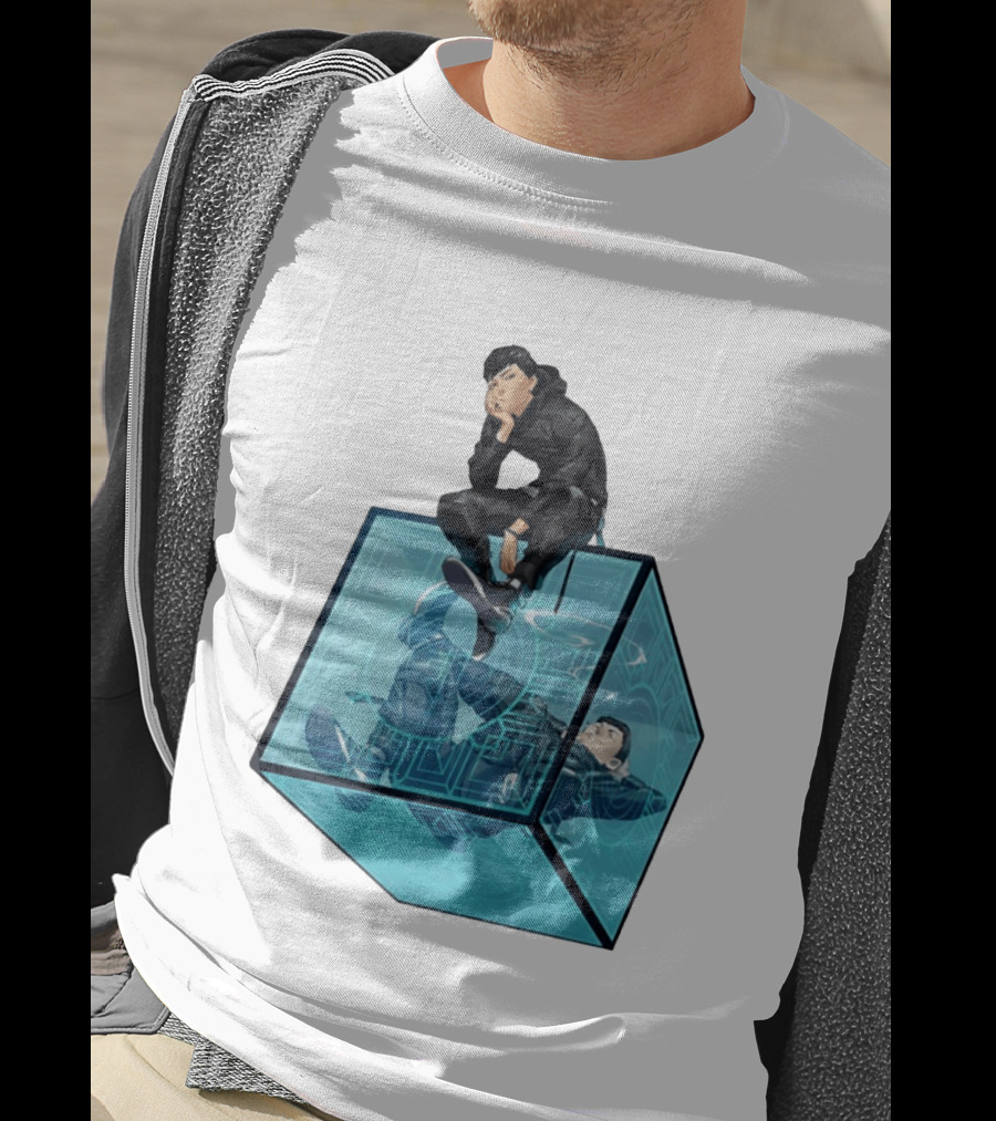 Ghostwire Tokyo Character Sitting On Cyber Cube T-Shirt