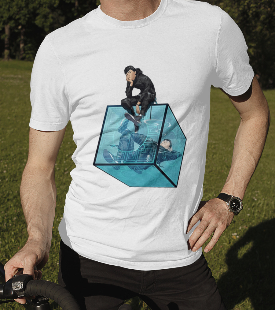 Ghostwire Tokyo Character Sitting On Cyber Cube T-Shirt