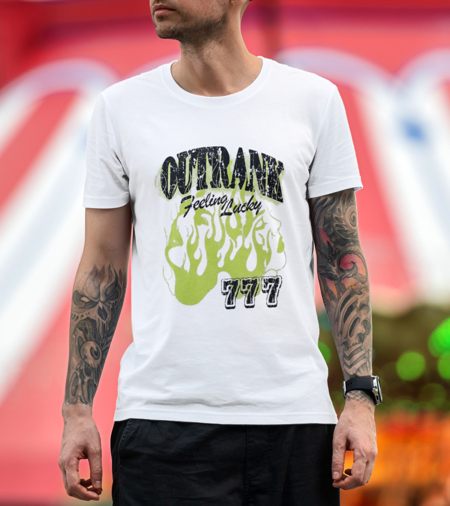 Outrank Feeling Lucky 777 Green Flames T-Shirt