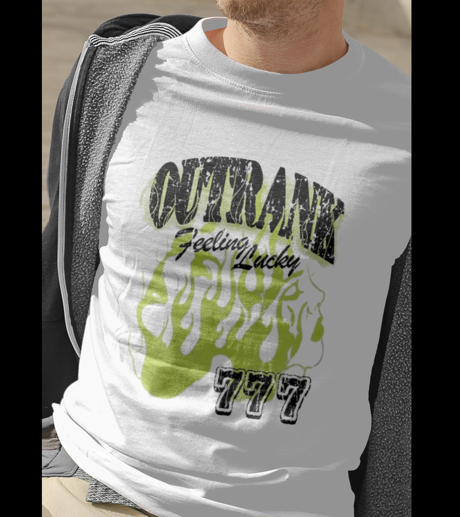 Outrank Feeling Lucky 777 Green Flames T-Shirt