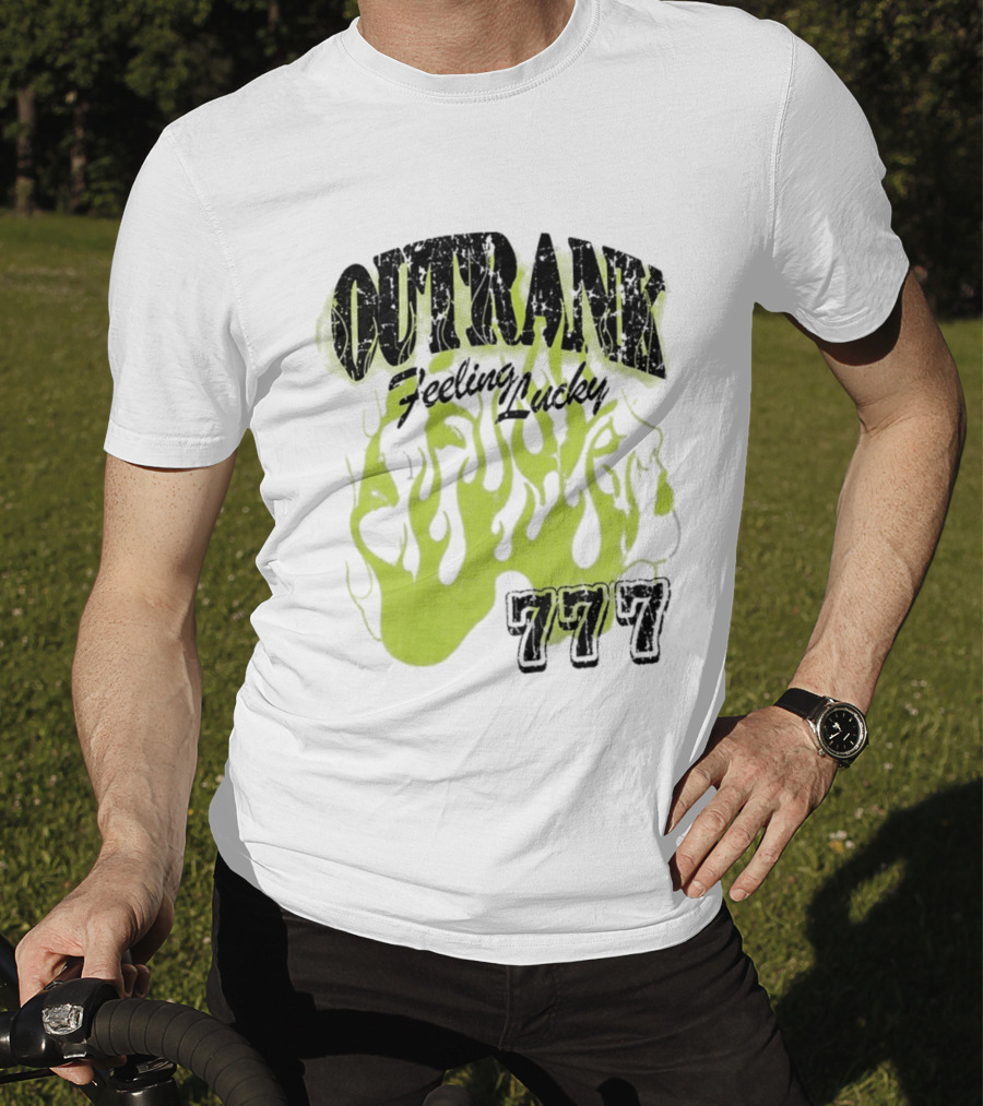 Outrank Feeling Lucky 777 Green Flames T-Shirt