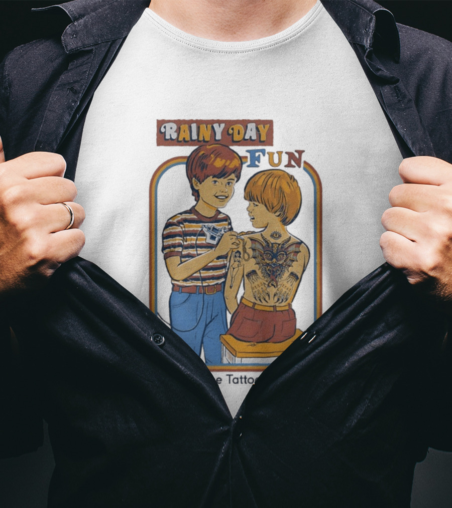 Rainy Day Fun Home Tattoo Kit Retro Style Boys With Tattoos T-Shirt