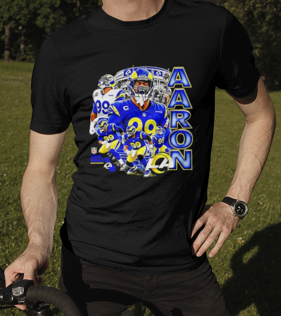 Aaron Donald Los Angeles Rams 99 Blue Collage 90s Bootleg T-Shirt