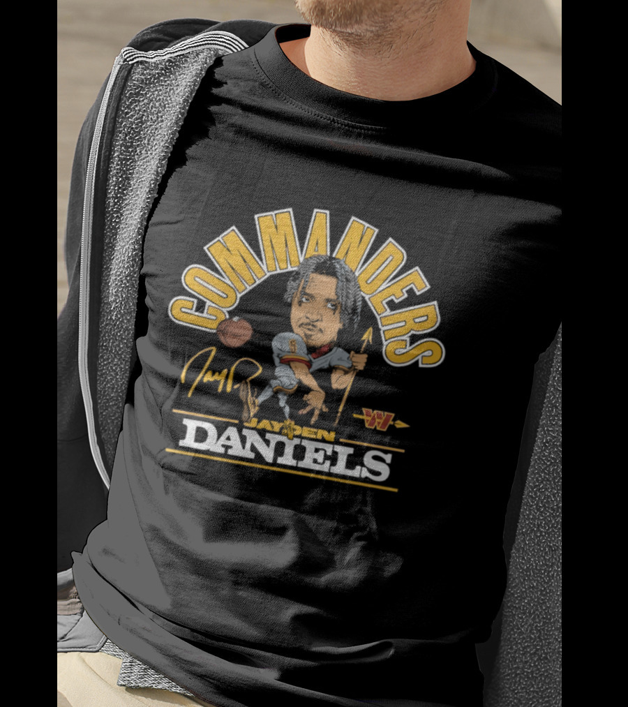 Washington Commanders Football Jayden Daniels Caricature T-Shirt