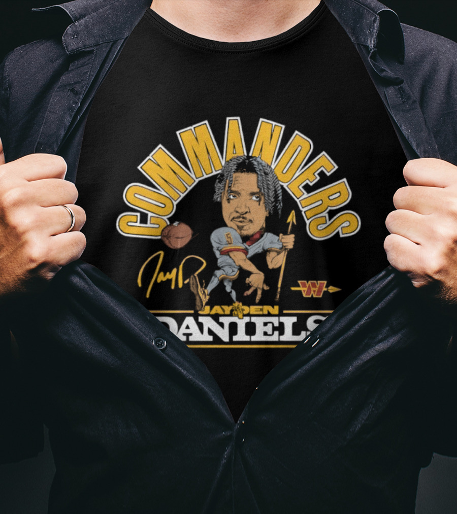 Washington Commanders Football Jayden Daniels Caricature T-Shirt