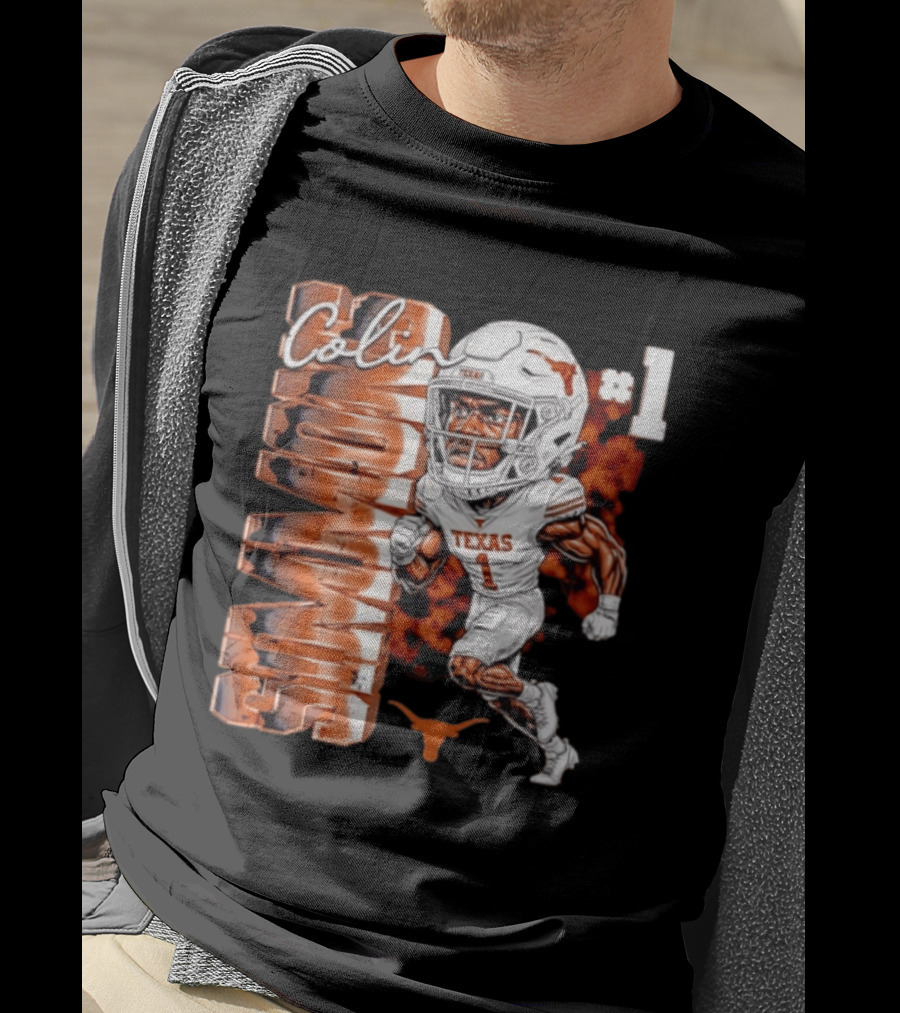 Colin Simmons #1 Texas Longhorns Football Caricature T-Shirt