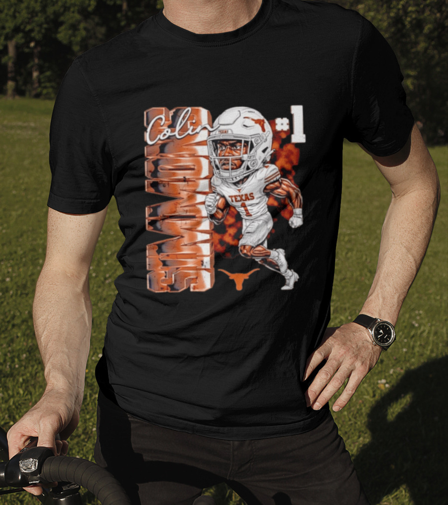 Colin Simmons #1 Texas Longhorns Football Caricature T-Shirt