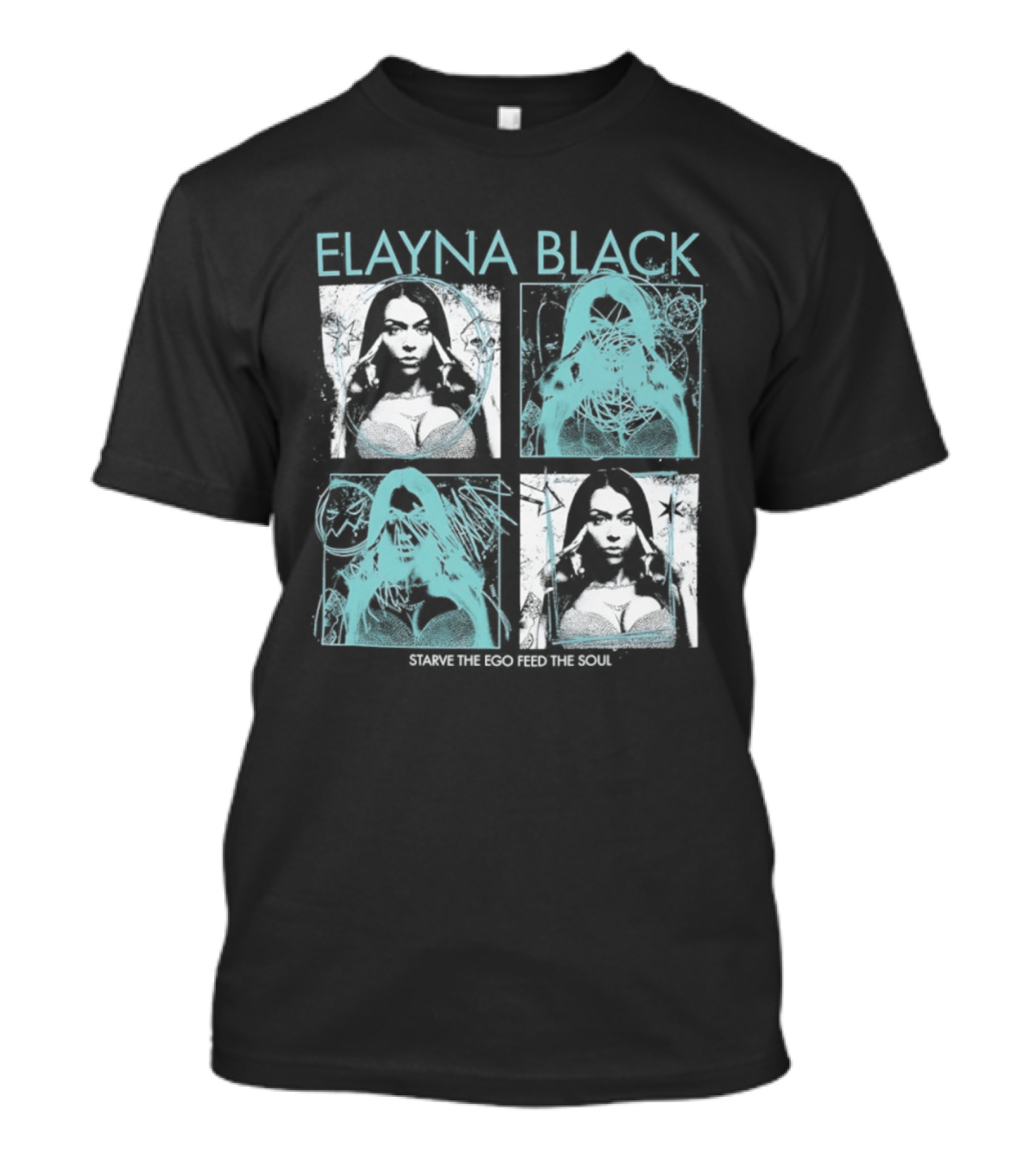 Elayna Black Starve The Ego Feed The Soul Portrait Grid T-Shirt