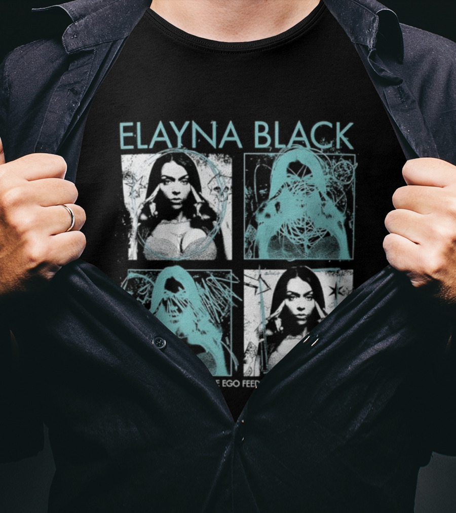 Elayna Black Starve The Ego Feed The Soul Portrait Grid T-Shirt