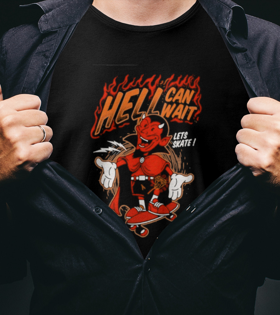 Hell Can Wait Let's Skate Devil Skateboarding T-Shirt
