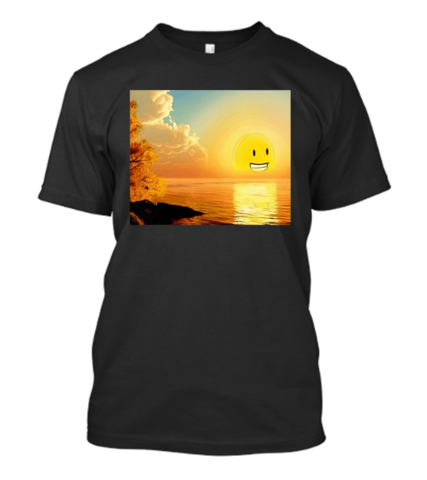 Golden Coin Face Sunset Over Water Inspired By Battle For Dream Island T-Shirt
