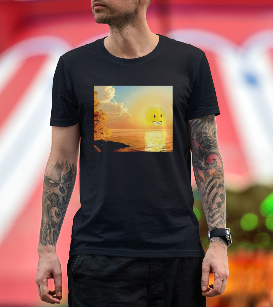 Golden Coin Face Sunset Over Water Inspired By Battle For Dream Island T-Shirt