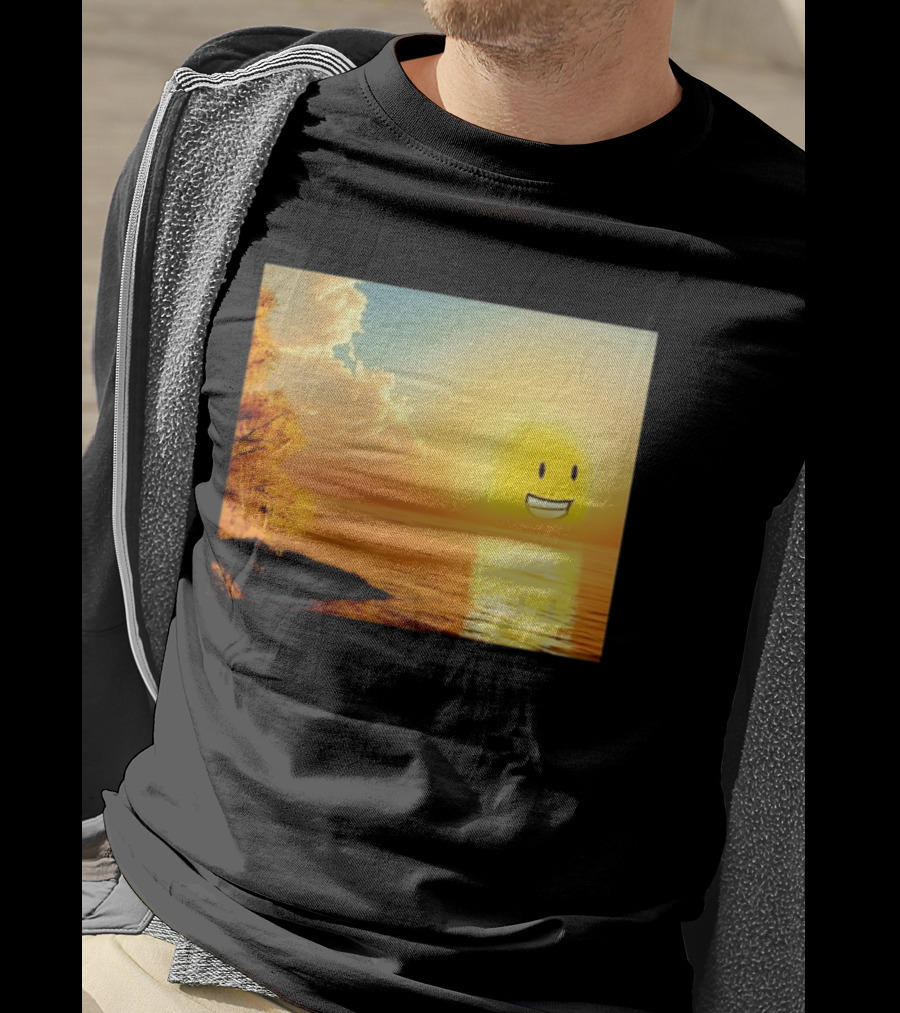 Golden Coin Face Sunset Over Water Inspired By Battle For Dream Island T-Shirt